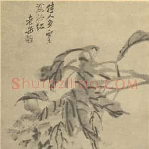清代 吴昌硕国画作品《芍药》摘自 南画大成 续集三