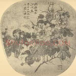 清代 赵之谦国画作品《月季·梨花》摘自 南画大成 续集三
