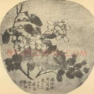清代 赵之谦国画作品《茉莉·金丝桃》摘自 南画大成 续集三