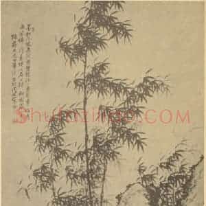 清代 周拔国画作品《竹石》摘自 南画大成 卷二