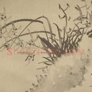 清代 瞿应绍国画作品《兰石》摘自 南画大成 卷二