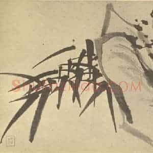 清代 张焕棠国画作品《竹石》摘自 南画大成 卷二