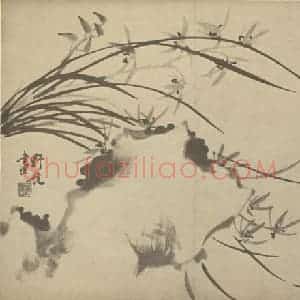 清代 释真然国画作品《兰石》摘自 南画大成 卷二