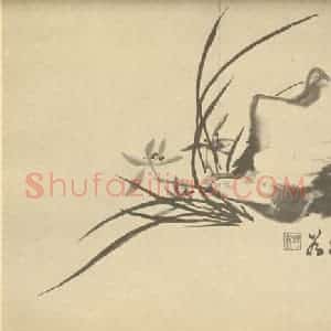 清代 释真然国画作品《兰石》摘自 南画大成 卷二