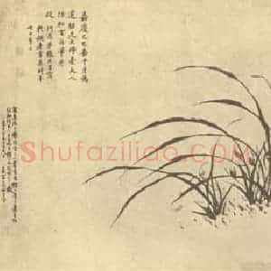 清代 张燕昌国画作品《仿松雪翁兰石图》摘自 南画大成 续集四·补遗