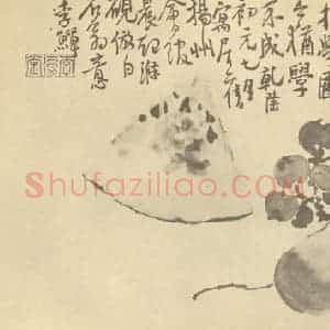 清代 李鳝国画作品《瓜茄图》摘自 南画大成 续集四·补遗
