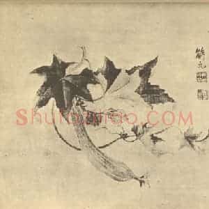 清代 恽寿平国画作品《仿唐寅花瓜图》摘自 南画大成 续集四·补遗