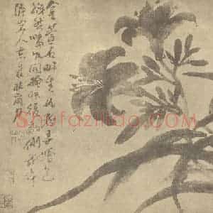 明代 徐渭国画作品《萱草》摘自 南画大成 卷四