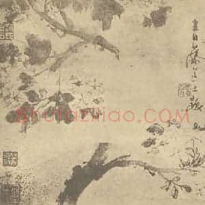 明代 徐渭国画作品《海棠图》摘自 南画大成 卷四
