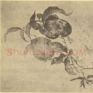 清代 钱东国画作品《三多图》摘自 南画大成 卷五