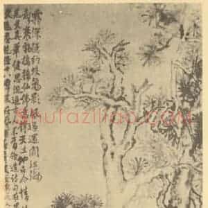 清代 李鳝国画作品《松石图》摘自 南画大成 卷五
