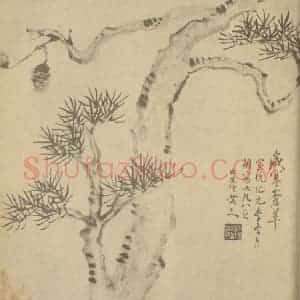 清代 陈豪国画作品《画松》摘自 南画大成 卷五