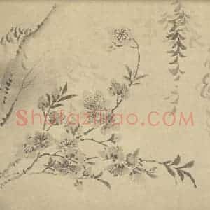 清代 金农国画作品《桃柳》摘自 南画大成 卷五