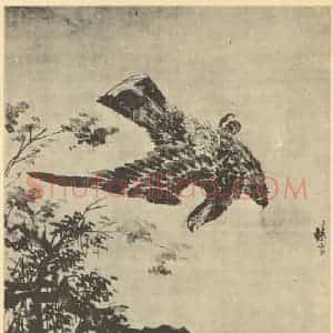 明代 林良国画作品《画鹰》摘自 南画大成 卷六