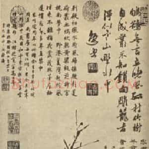 明代 姚绶国画作品《寒林鸜鹆图》摘自 南画大成 卷六