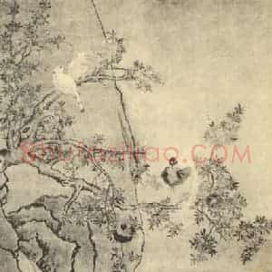 明代 陆治国画作品《莲塘鸳鸯图》摘自 南画大成 卷六
