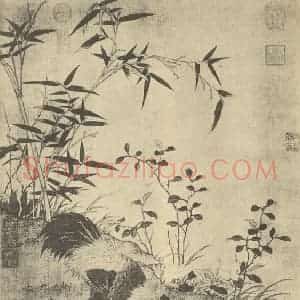 明代 边文进国画作品《分哺图》摘自 南画大成 卷六