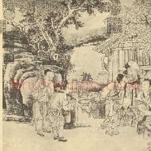 明代 丁云鹏国画作品《曾母啮指图》摘自 南画大成 卷七