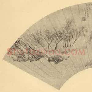 清代 朱昂之国画作品《山水扇面图》摘自 南画大成 卷八