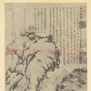 明代 徐贲国画作品《山水轴(二)》摘自 南画大成 卷九
