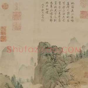 仇英《仇英枫溪垂钓图》明代书画作品图片赏析