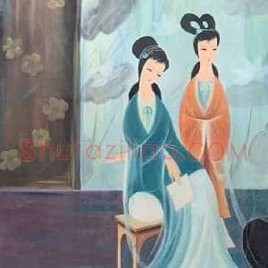 林风眠丈二钜制《五美图》国画作品高清图片赏析