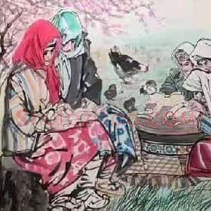 黄胄丈二匹边疆风情人物画，问鼎之作 国画作品高清图片赏析