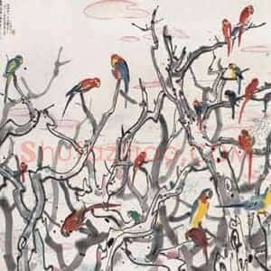 吴冠中《吴冠中画笔下的鹦鹉》当代书画作品图片赏析