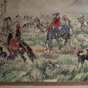 黄胄百平巨制《秋原放牧图》国画作品高清图片赏析