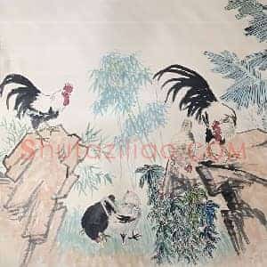 徐悲鸿丈六《大吉图》国画作品高清图片赏析