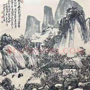 吴昌硕山水画《竹林雅聚》国画作品高清图片赏析