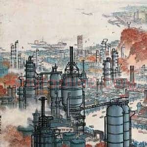 宋文治《宋文治扬子江畔大庆花》现代书画作品图片赏析