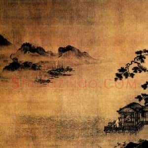 王谔《王谔江阁远眺图》明代书画作品图片赏析