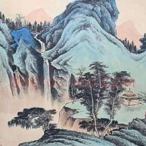谢稚柳丈二巨制《岩树石泉图》国画作品高清图片赏析