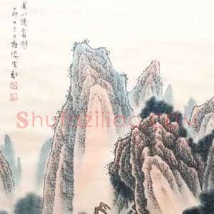 陈少梅山水作品《溪山读书图》国画作品高清图片赏析