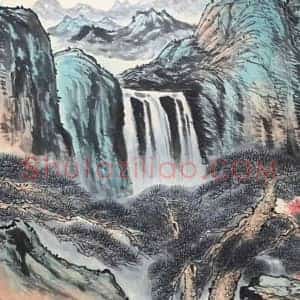方济众作品《山村秋色》国画作品高清图片赏析