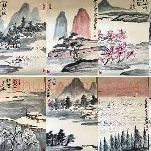 齐白石《四季山水册》国画作品高清图片赏析