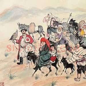 黄胄《巴扎归来》国画作品高清图片赏析