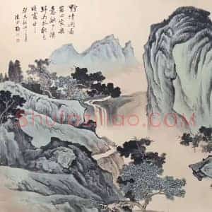 陈少梅丈二巨制《秋色晚霞图》国画作品高清图片赏析