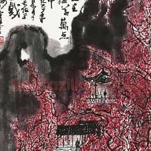 李可染《李可染人在梅花万点中》现代书画作品图片赏析