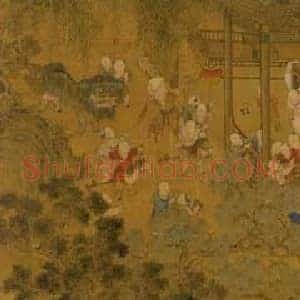 冷枚《百子图》国画作品高清图片赏析