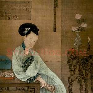 冷枚《冷枚春阁倦读轴》清代书画作品图片赏析