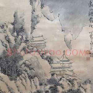 溥儒雪景山水《象山新霜晓》国画作品高清图片赏析