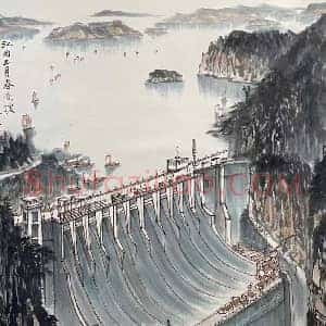 宋文治巨幅《新安江上》国画作品高清图片赏析