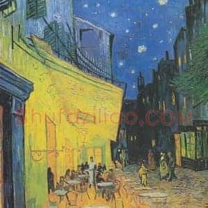 梵高《梵高夜晚露天咖啡座》近代书画作品图片赏析