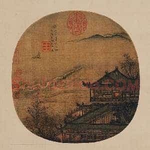 李嵩《李嵩月夜看潮图》宋代书画作品图片赏析