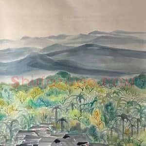 吴冠中重磅巨制《版纳风情》国画作品高清图片赏析