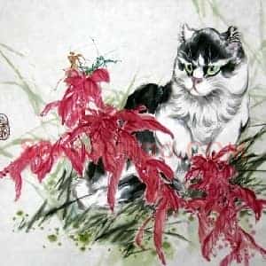 孙菊生《孙菊生物理学教授业余画猫》当代书画作品图片赏析