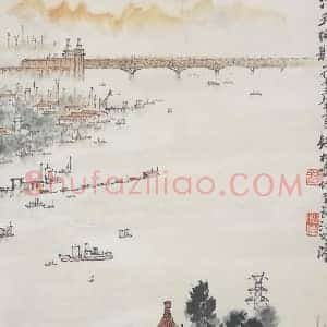钱松嵒山水画《江天帆影》国画作品高清图片赏析