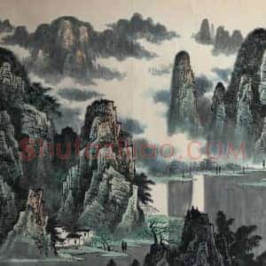 白雪石代表作《漓江山水》国画作品高清图片赏析